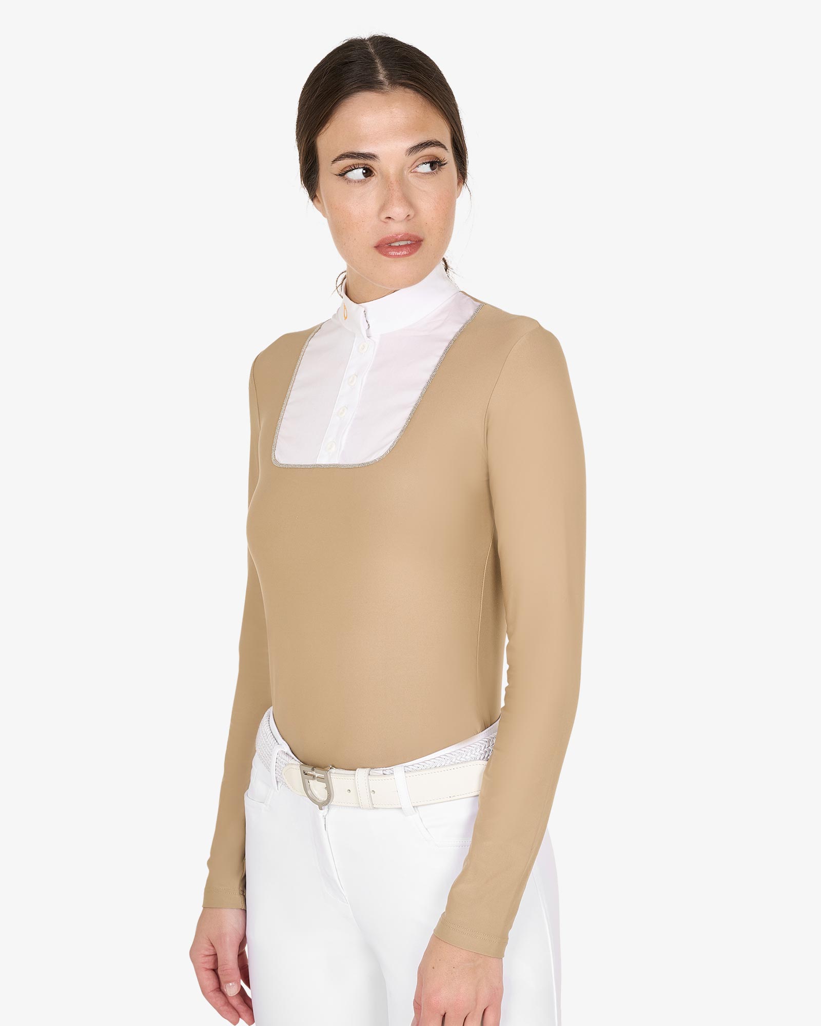 Polo donna slim fit da concorso con bottoni