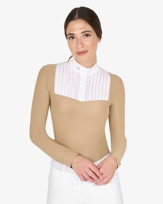 Polo donna slim fit da concorso con strass
