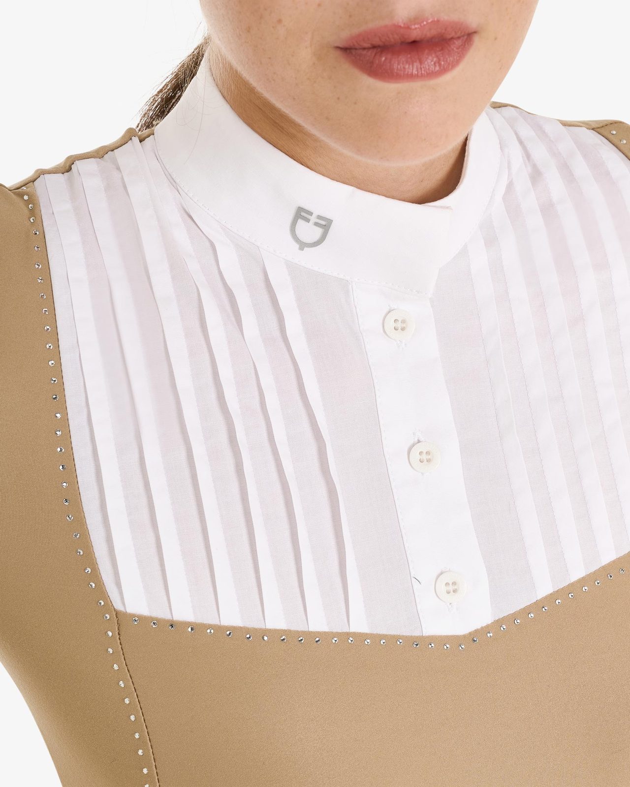 Polo donna slim fit da concorso con strass