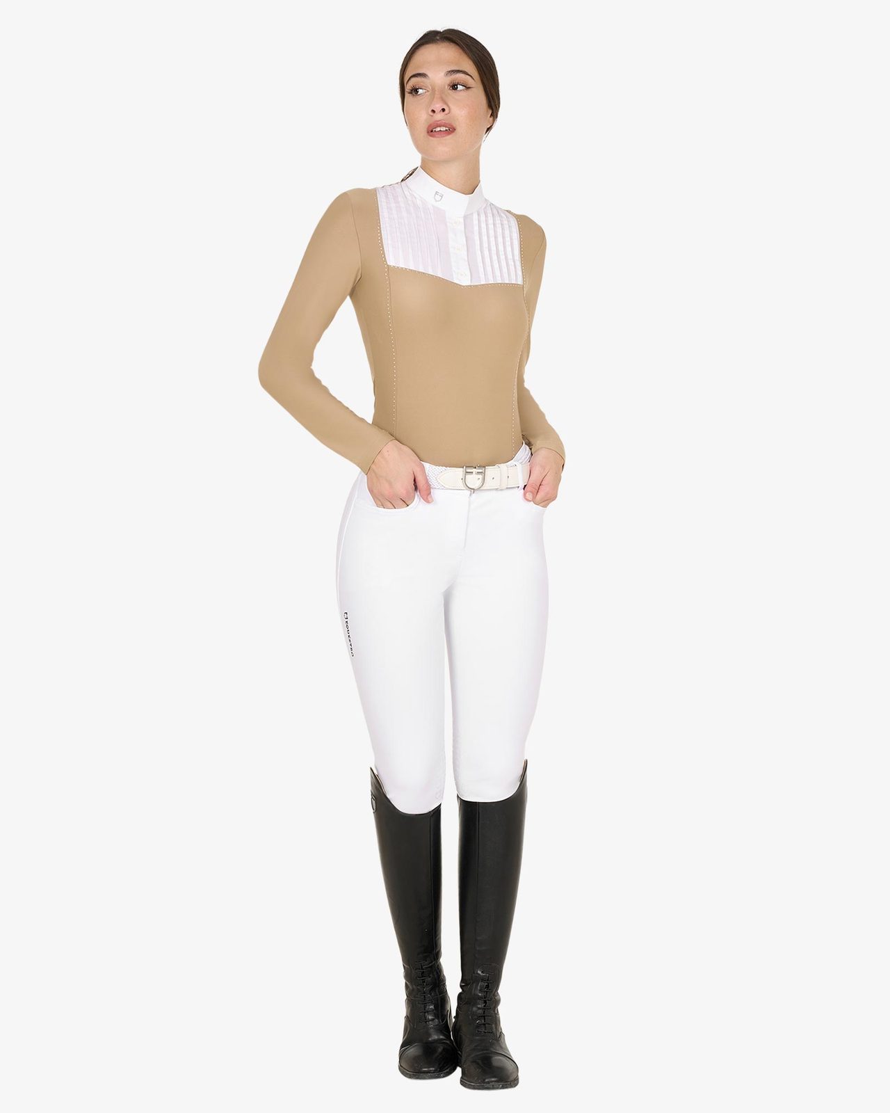 Polo donna slim fit da concorso con strass