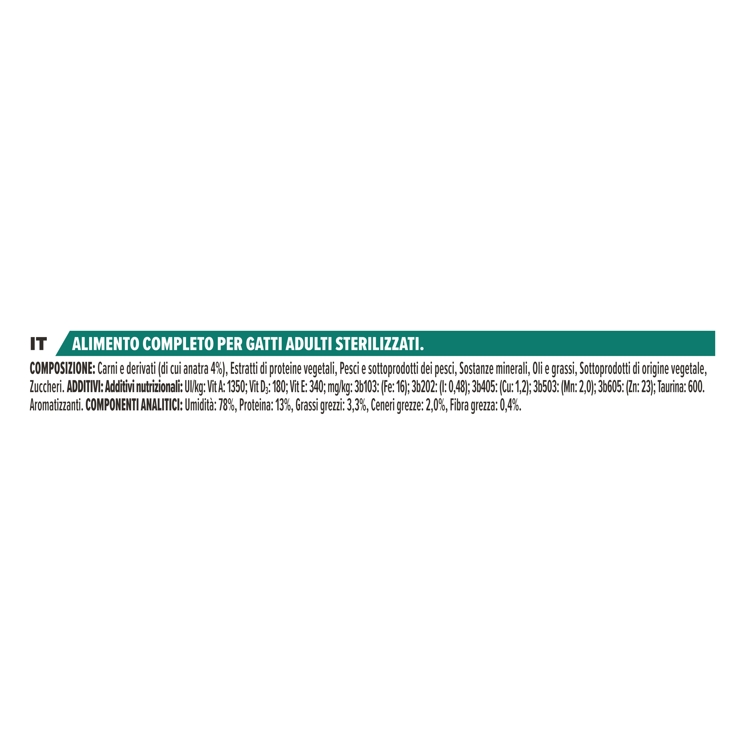PURINA PRO PLAN WET CAT STERILISED in salsa con Anatra