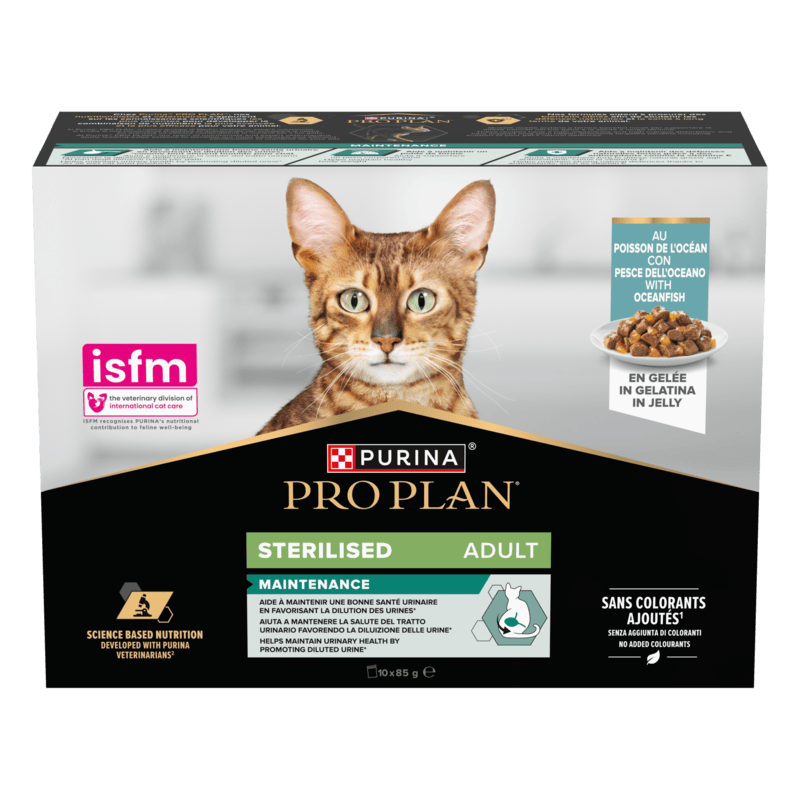 PURINA PRO PLAN WET CAT STERILISED IN GELATINA CON PESCE DELL'OCEANO - Purina Shop 10x85g