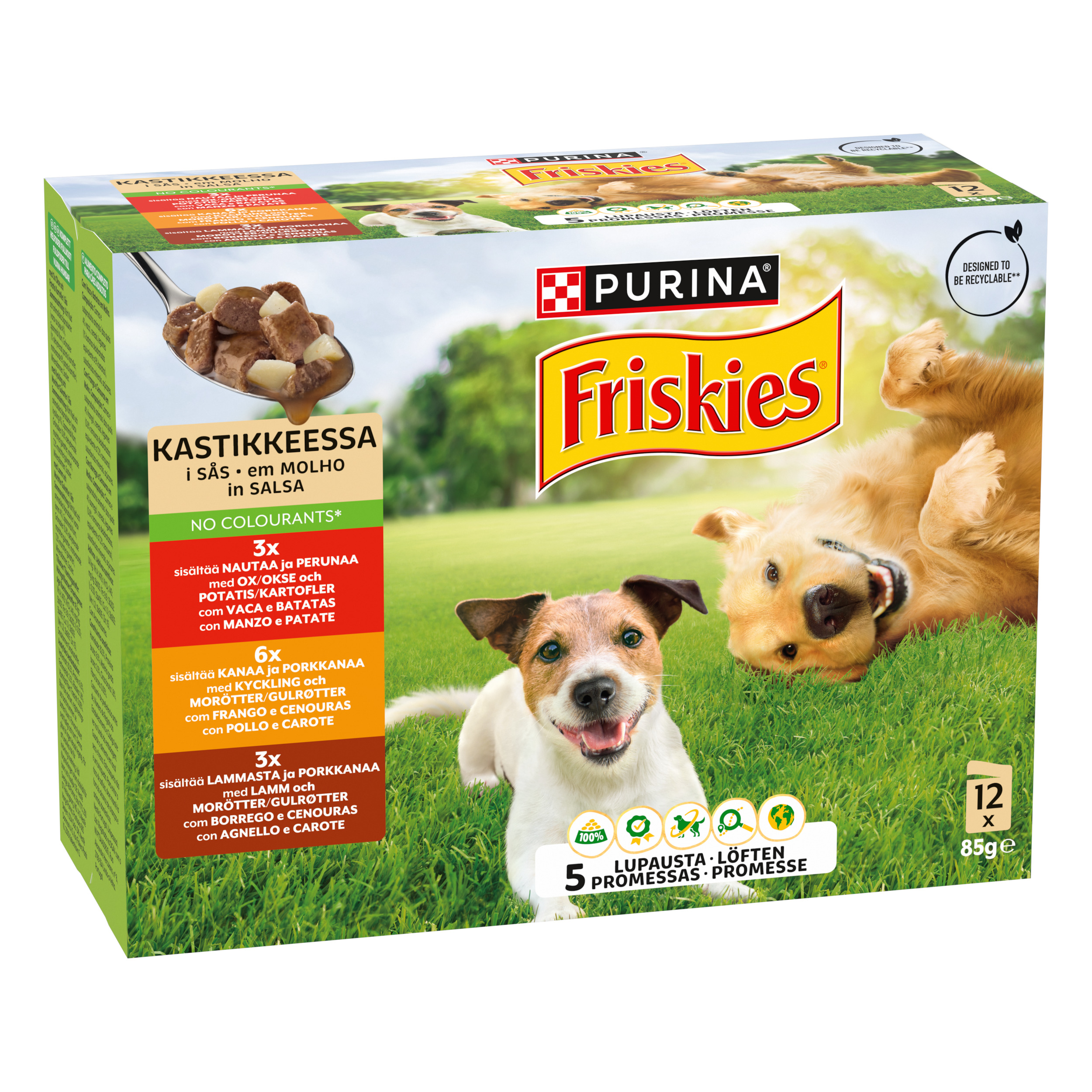 Friskies Buste 12x85gr Manzo, Pollo e Agnello in salsa

