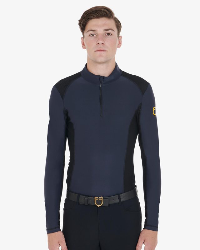 Men's slim fit long-sleeved training polo shirt