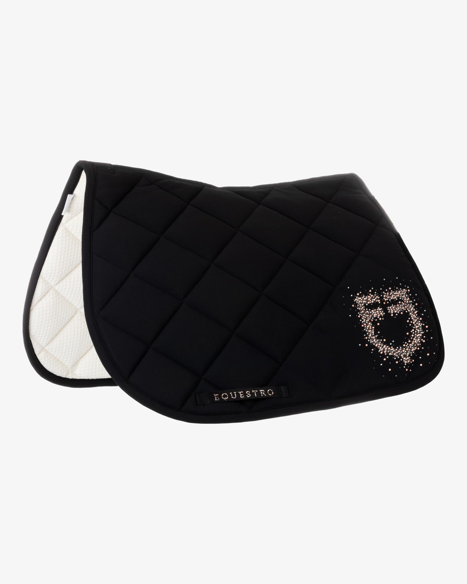 Jumping saddle pad with rhinestone logo