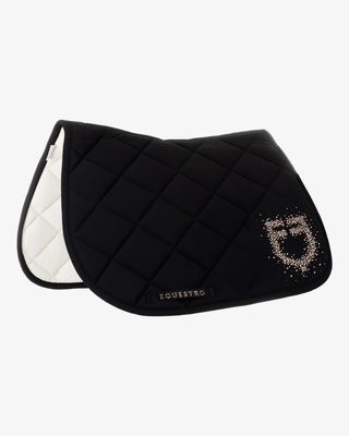 Jumping saddle pad with rhinestone logo