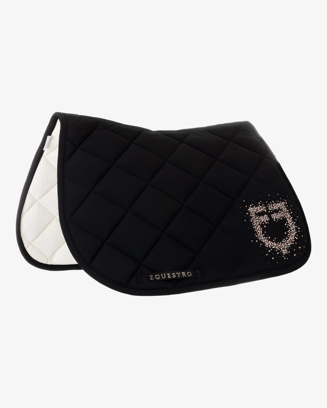 Jumping saddle pad with rhinestone logo