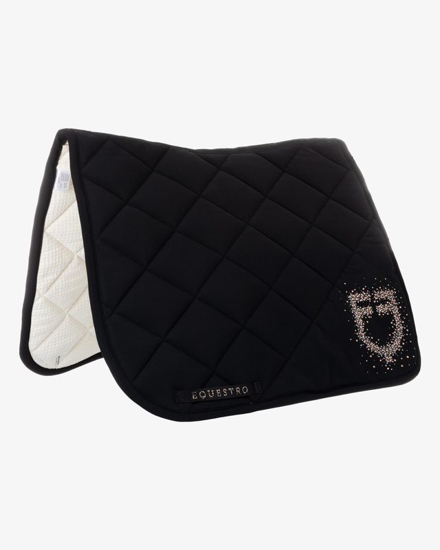 Dressage saddle pad with rhinestone logo