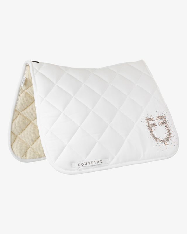 Sottosella da dressage in tessuto tecnico con logo in strass