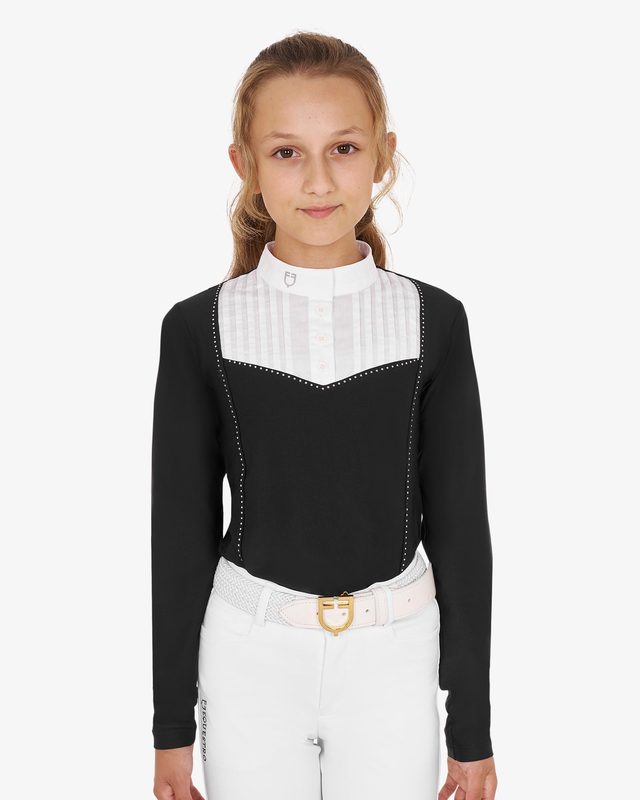 Girls' slim fit competiton polo shirt rhinestones