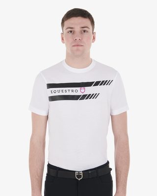 T-shirt da uomo slim fit con logo viola e dettagli neri