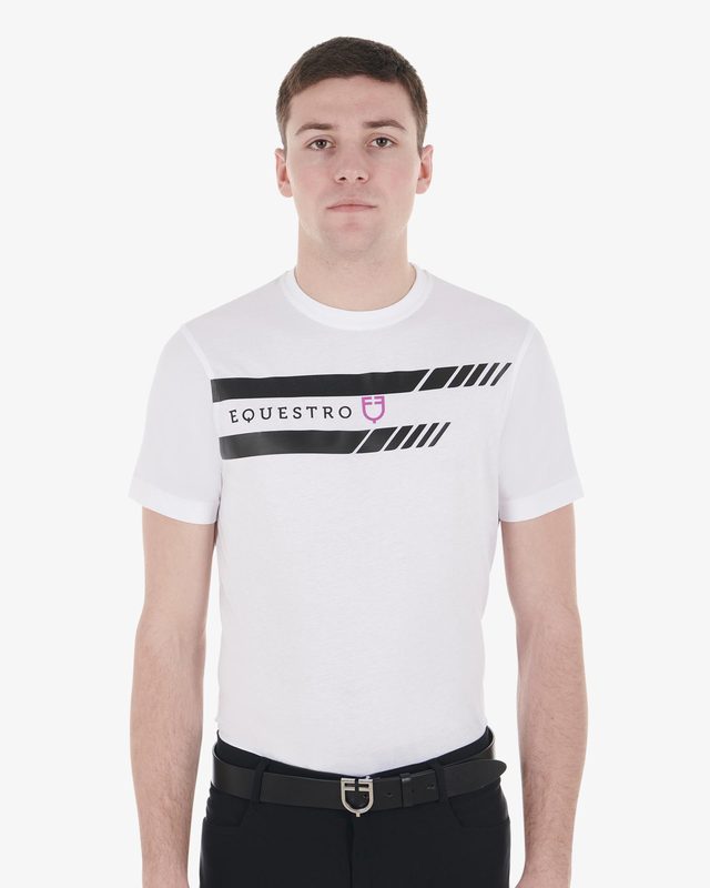 Men's slim fit T-shirt with purple logo and black details