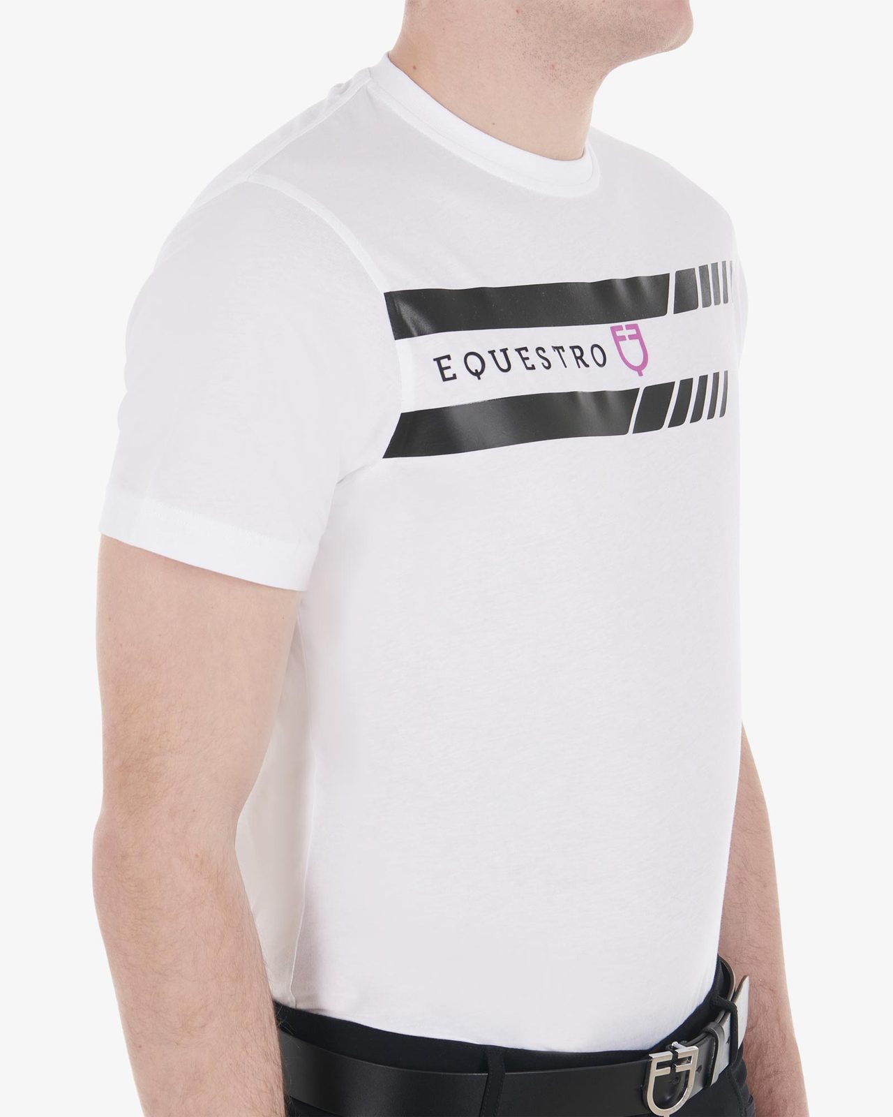 T-shirt da uomo slim fit con logo viola e dettagli neri