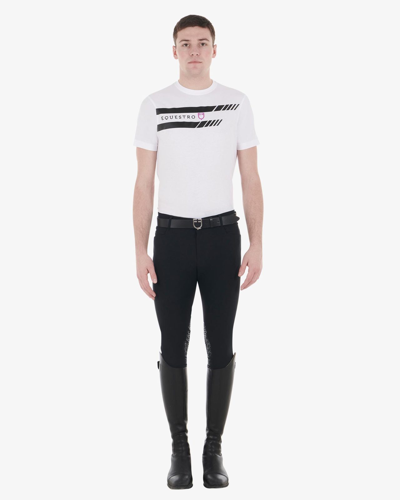 T-shirt da uomo slim fit con logo viola e dettagli neri