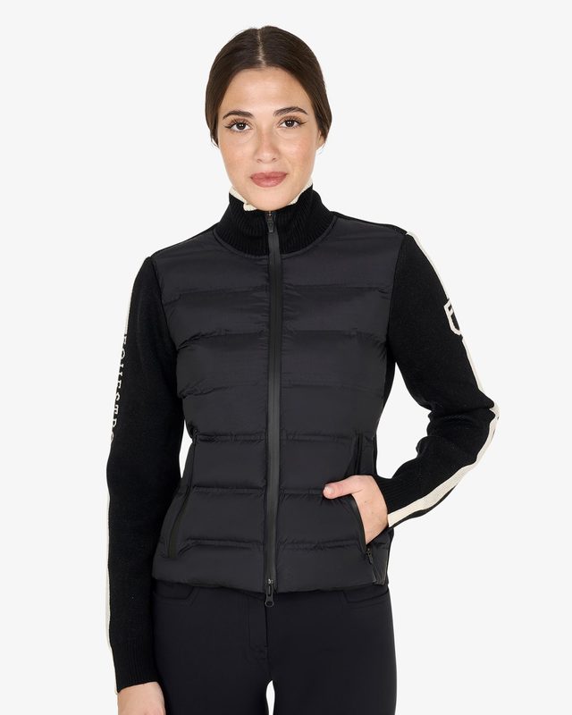 Women's jacket in nylon and knit with zip