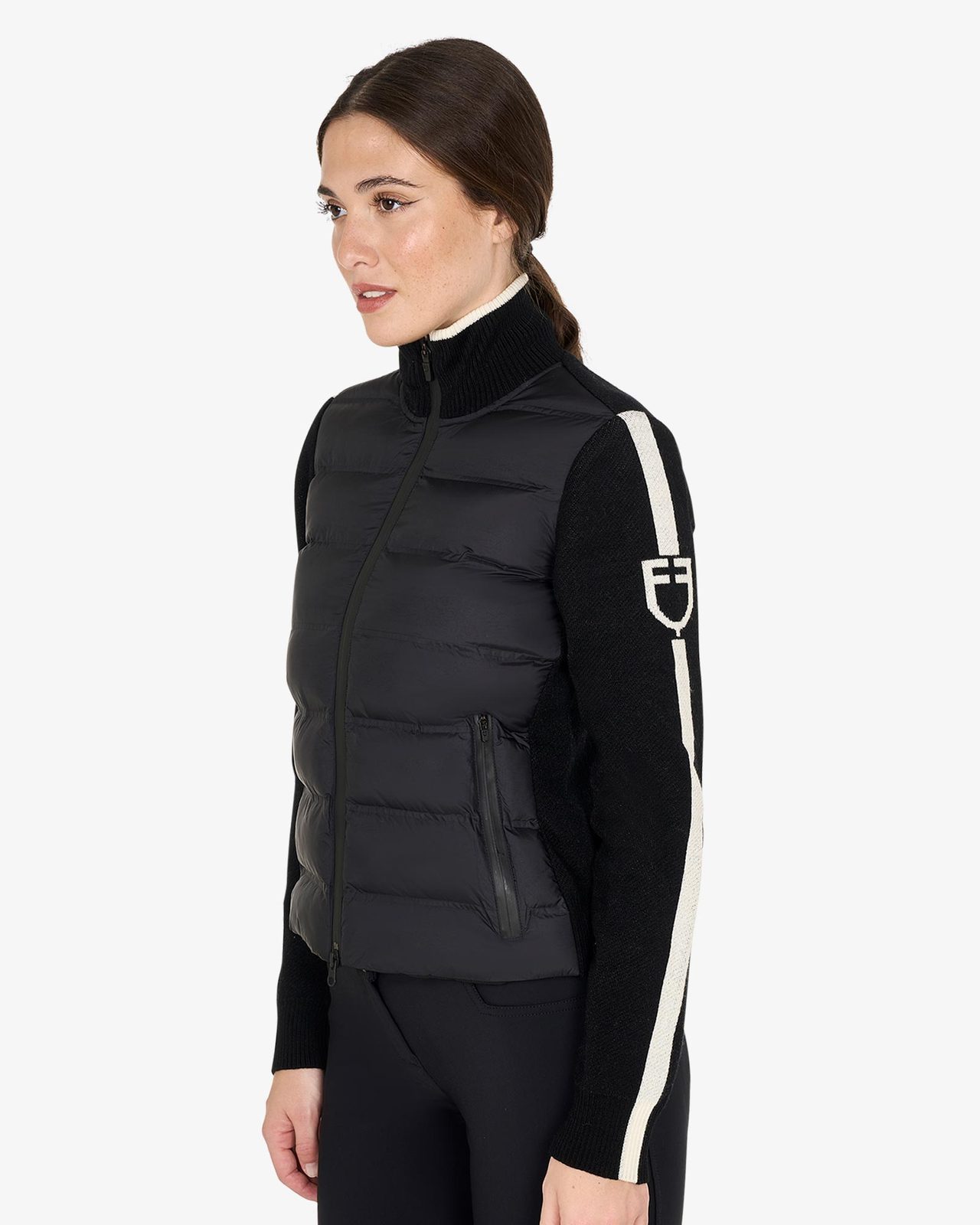 Piumino da donna in nylon e maglia con cerniera