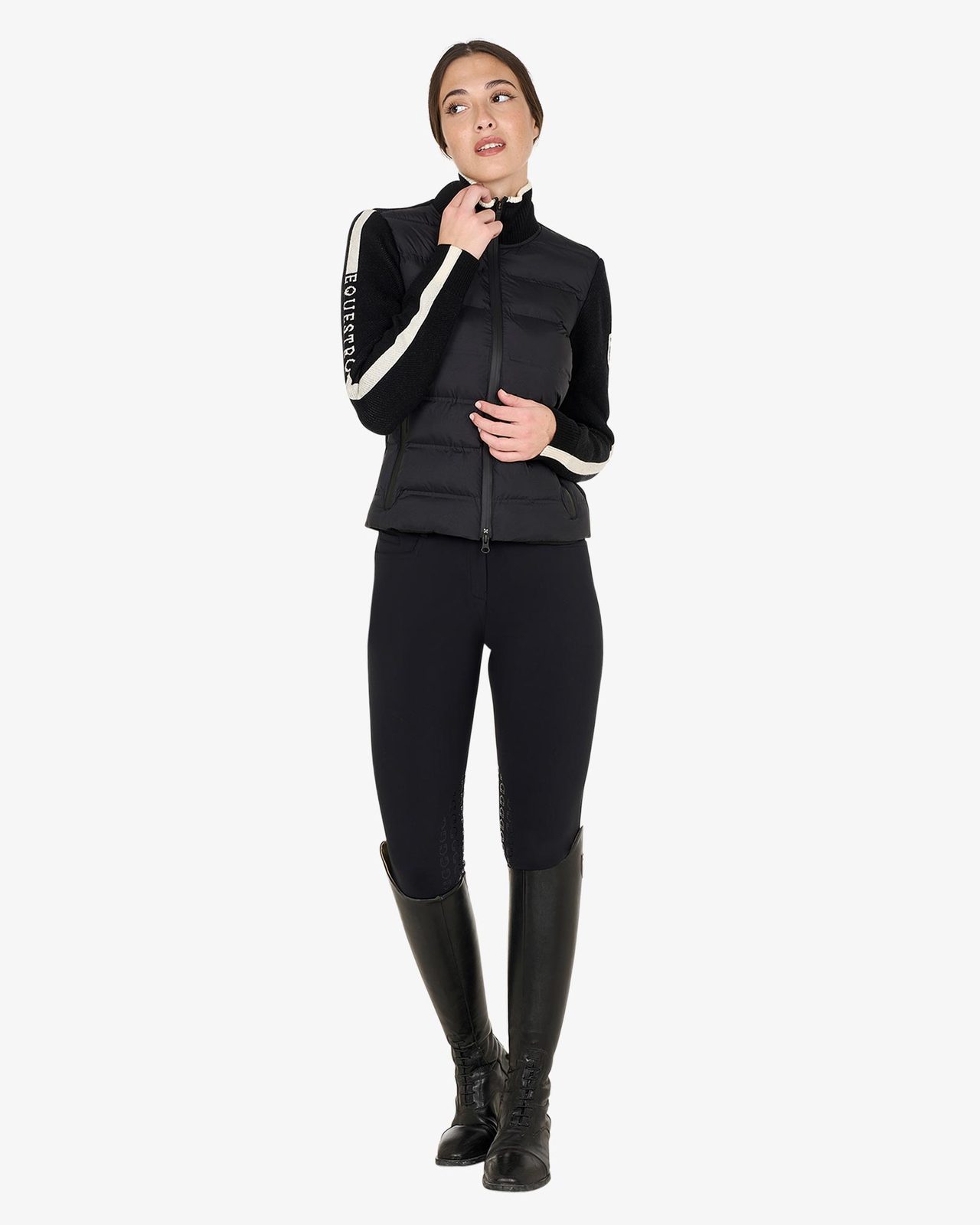 Piumino da donna in nylon e maglia con cerniera