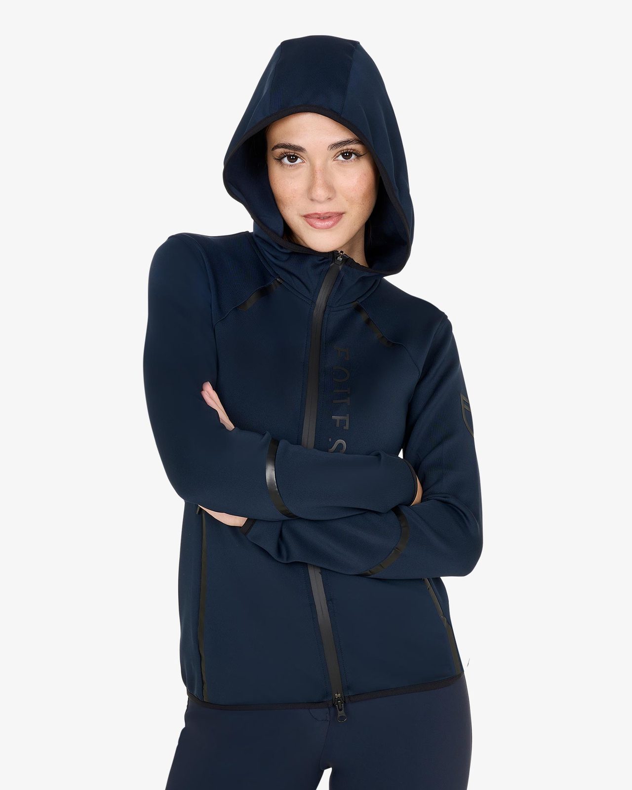 Women's technical sweatshirt in jersey with zip