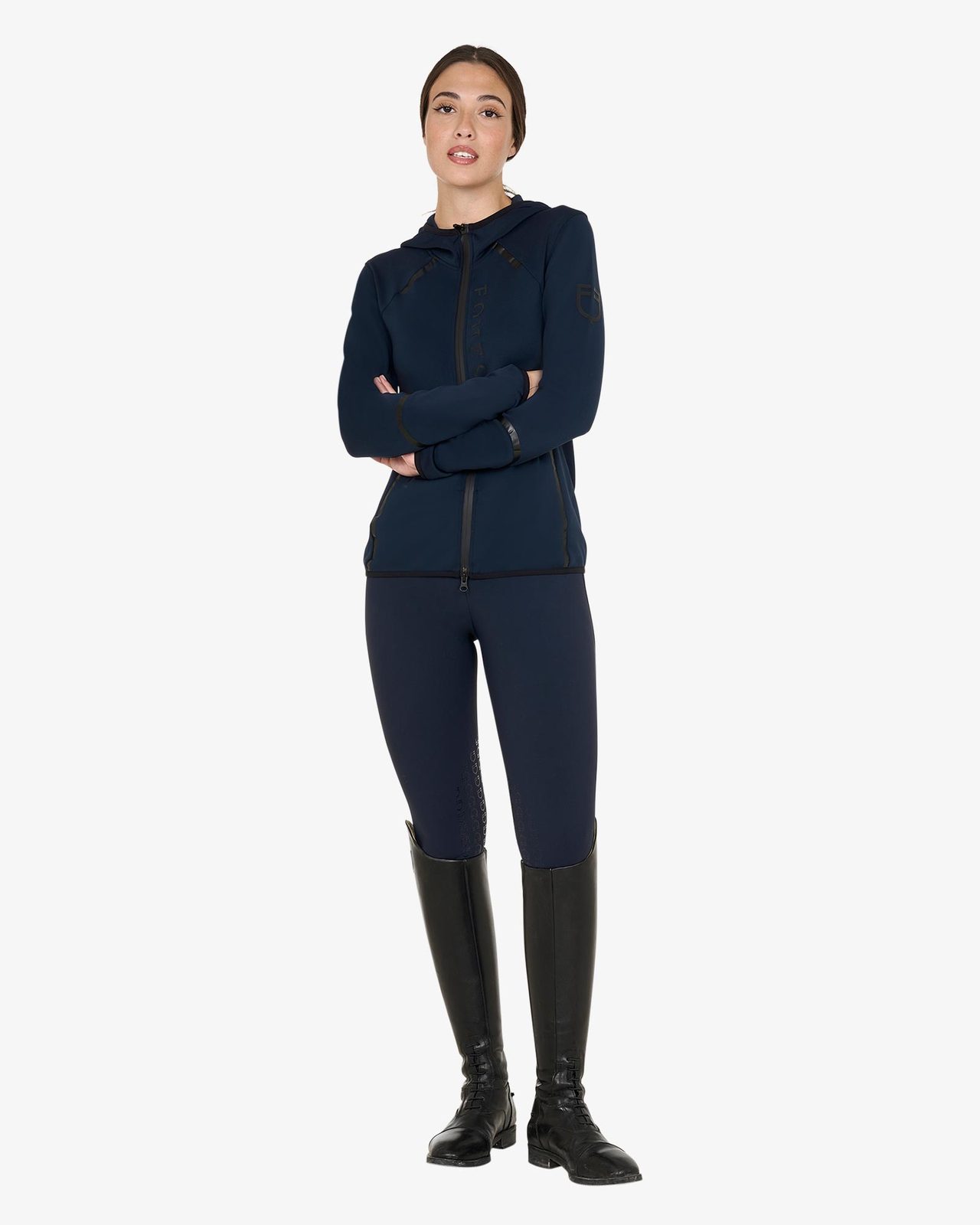 Women's technical sweatshirt in jersey with zip