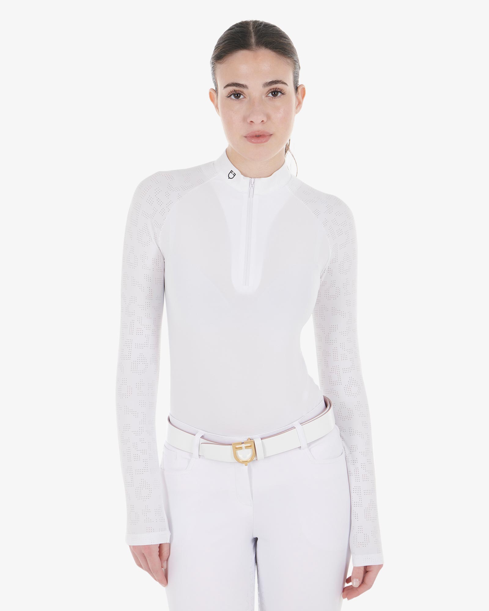 Polo donna slim fit da concorso con inserti in mesh