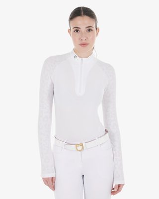 Polo donna slim fit da concorso con inserti in mesh