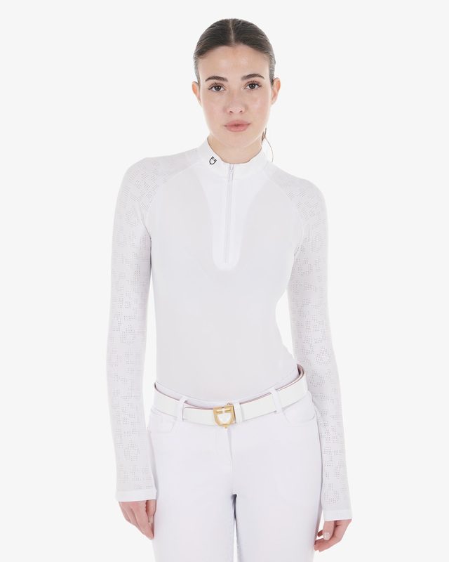 Women's slim fit competition polo shirt with mesh inserts