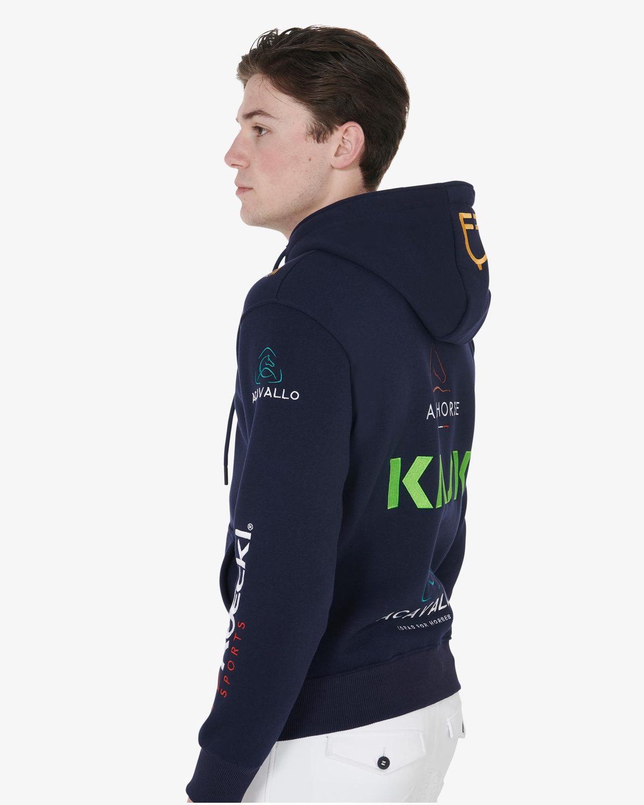Men's sweatshirt with multi-logo hood