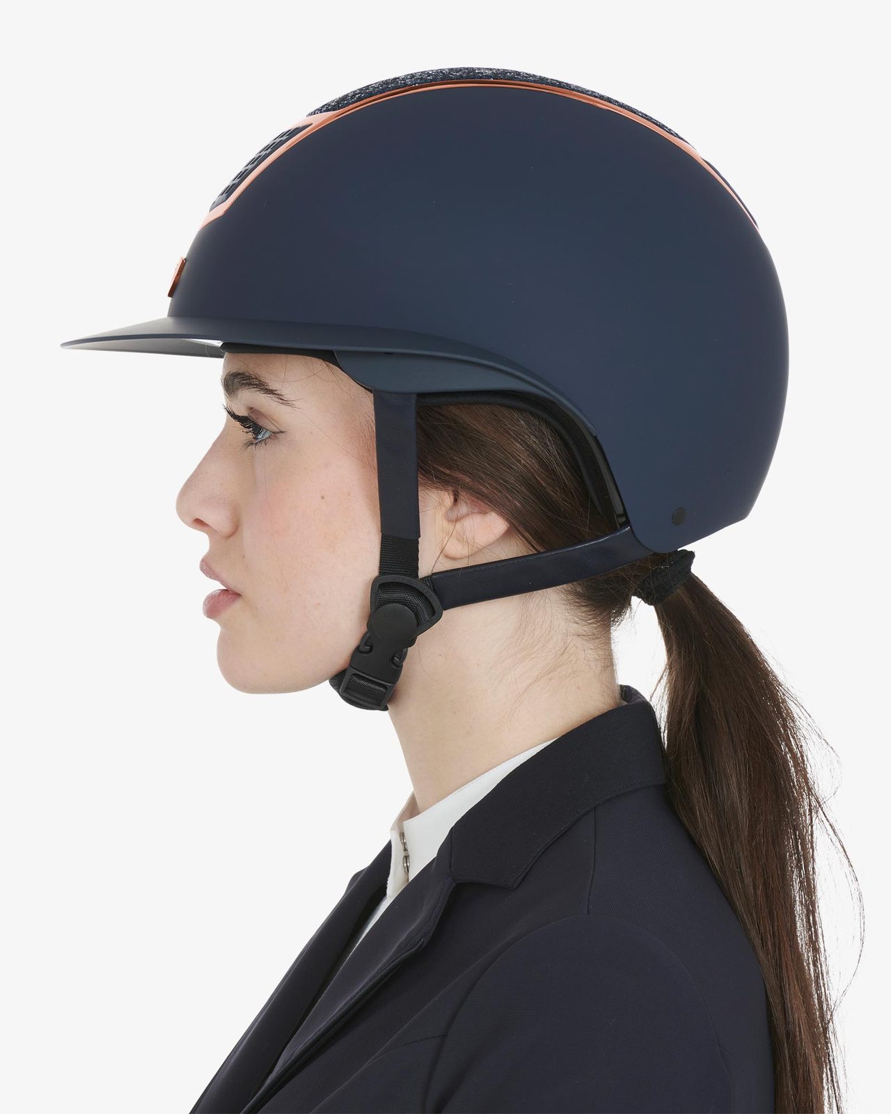 Helmet with rhinestones and wide visor homologation EN 1384-2023
