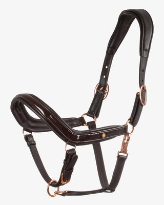 Cavezza cuoio lucido fibbie rose gold