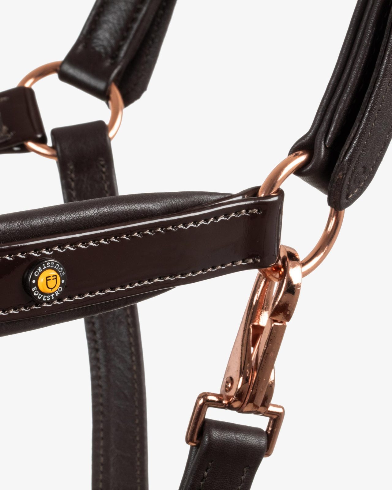 Cavezza cuoio lucido fibbie rose gold