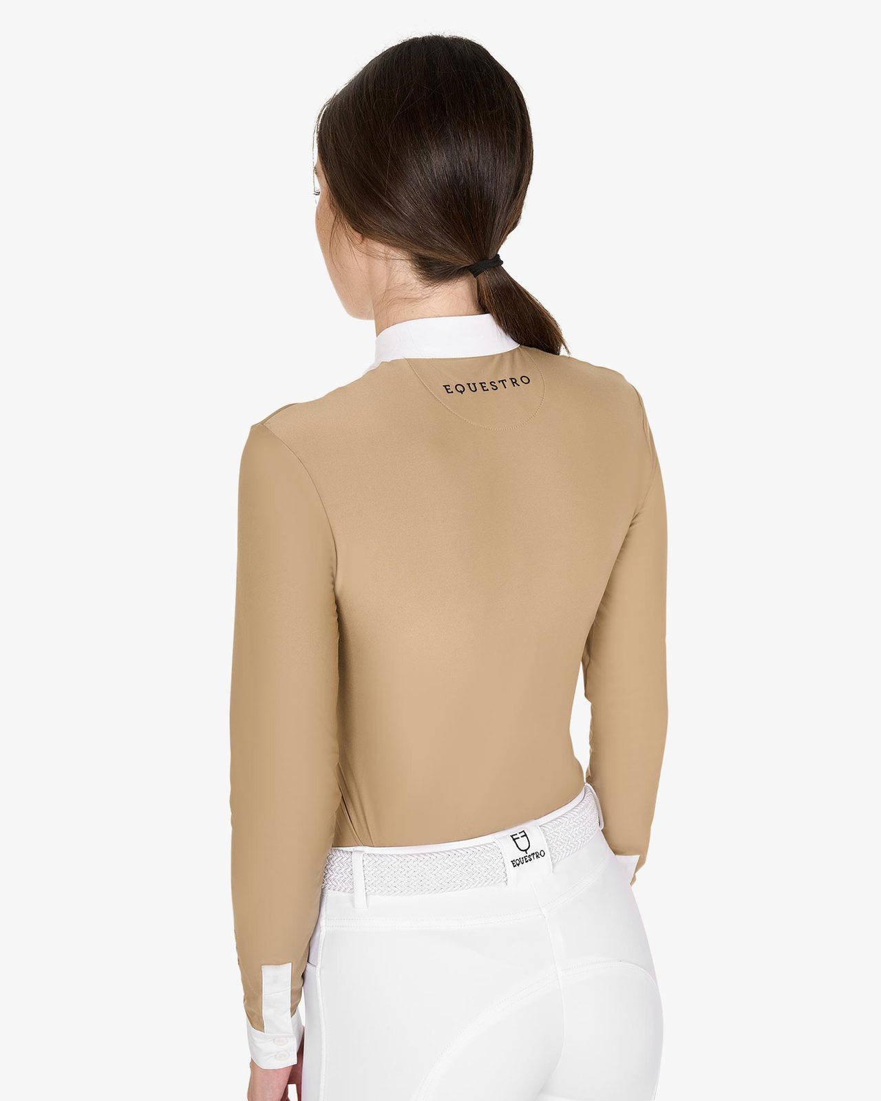 Polo donna slim fit con cotone plissettato