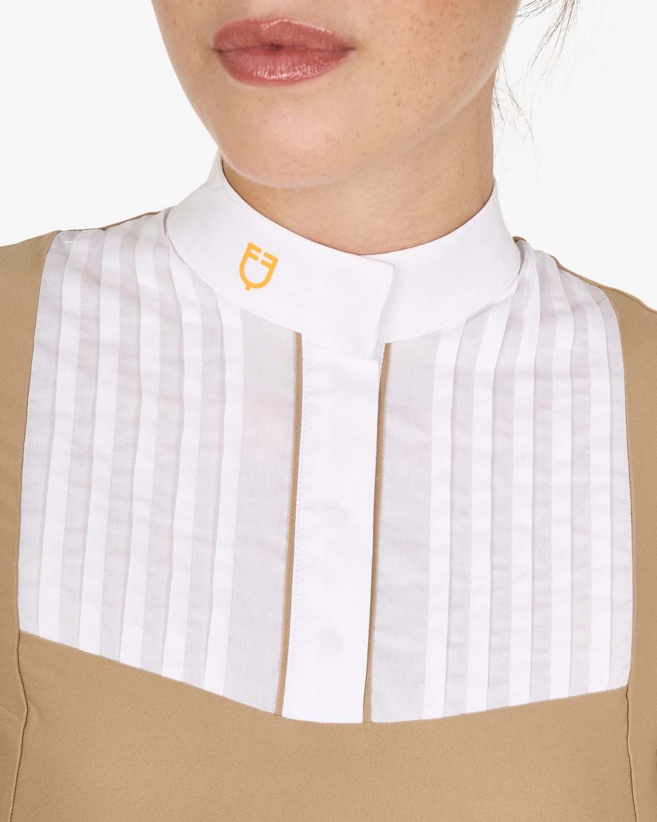 Polo donna slim fit con cotone plissettato