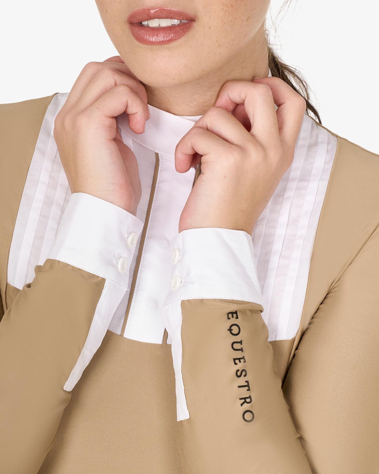 Polo donna slim fit con cotone plissettato