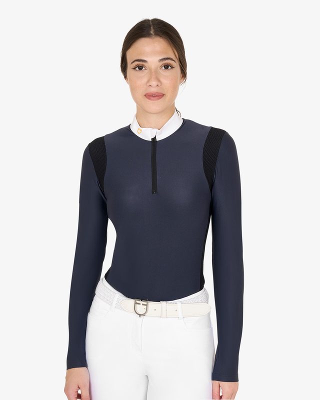 Polo donna slim fit in tessuto tecnico