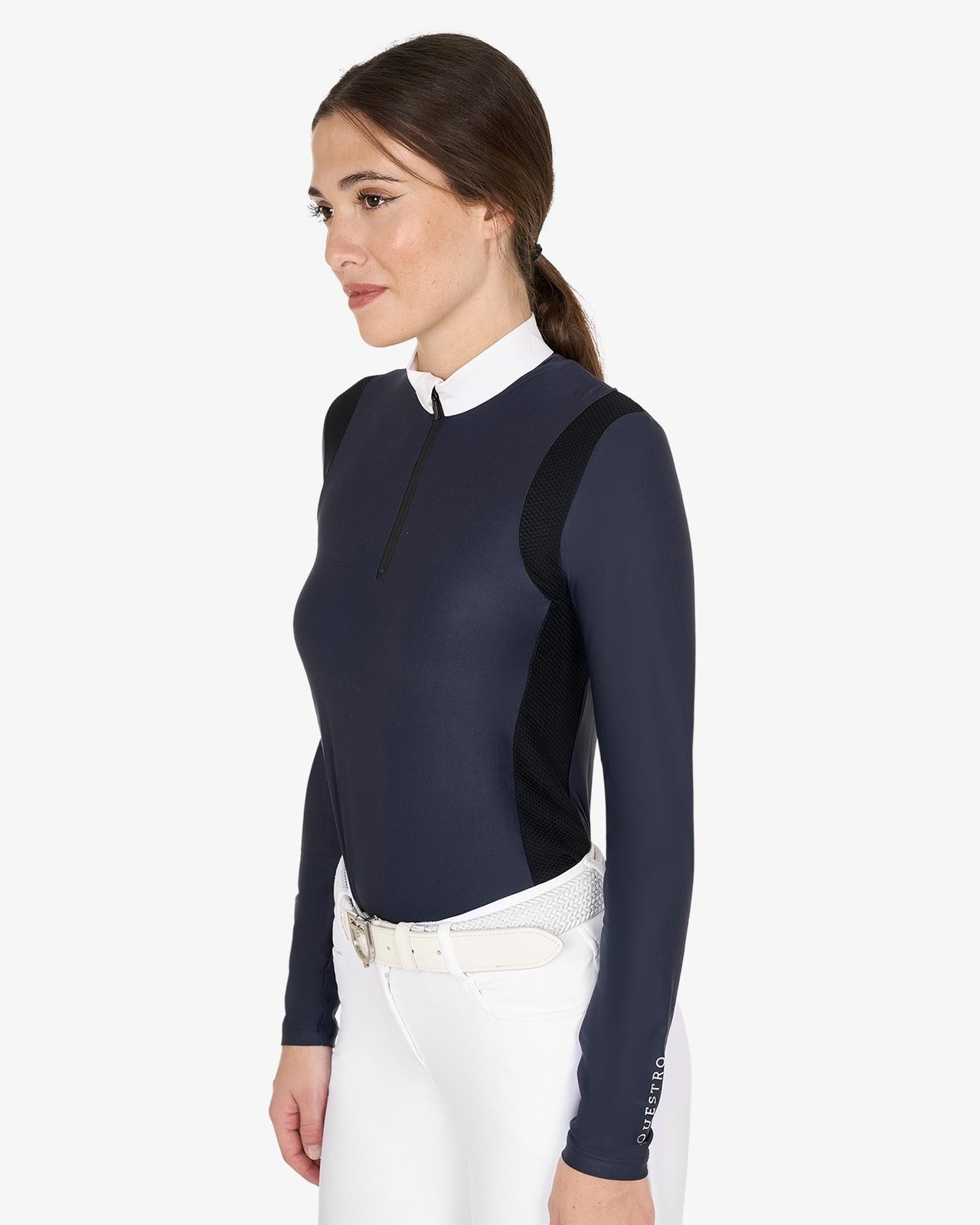 Polo donna slim fit in tessuto tecnico