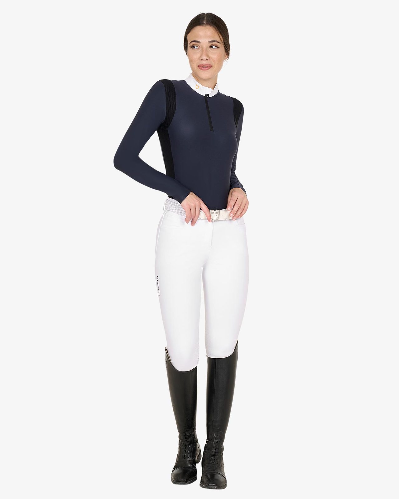 Polo donna slim fit in tessuto tecnico