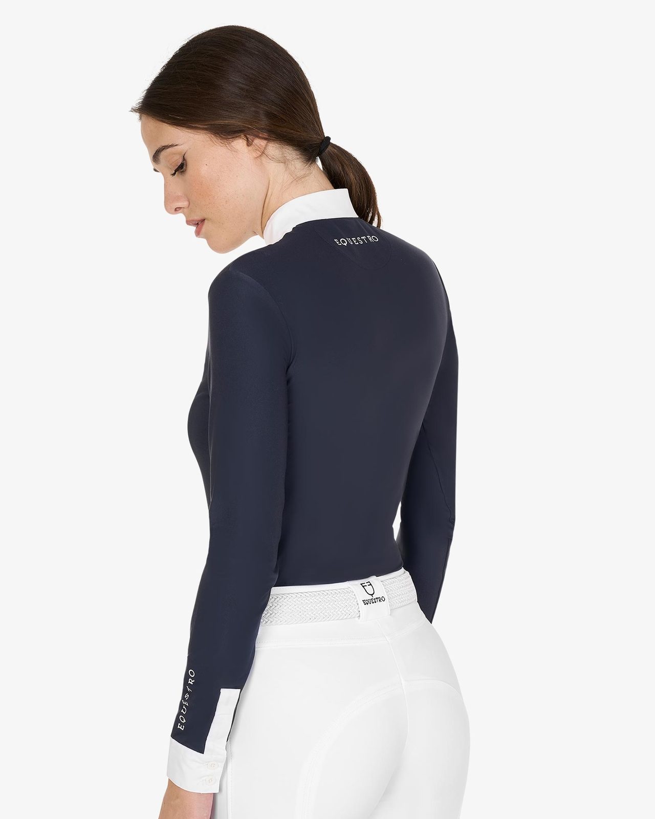 Polo donna slim fit con cotone plissettato