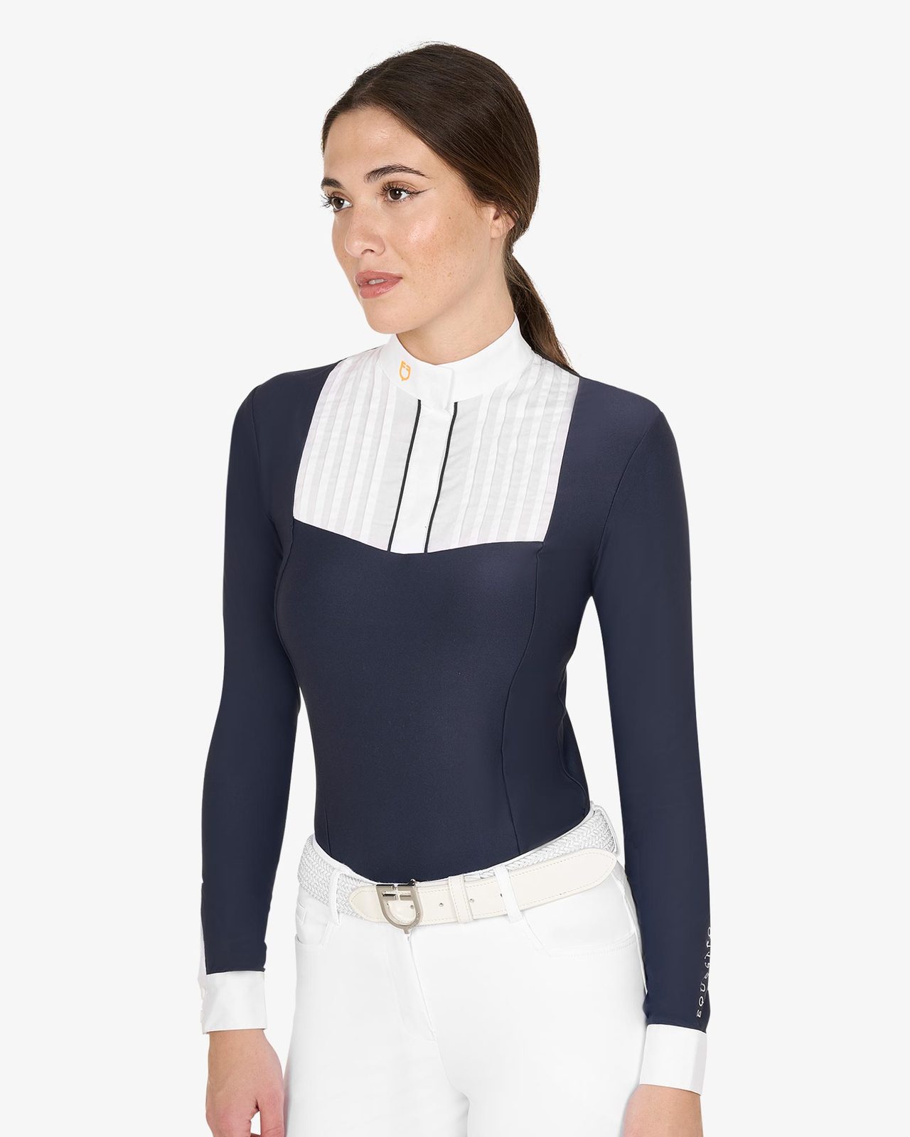 Polo donna slim fit con cotone plissettato