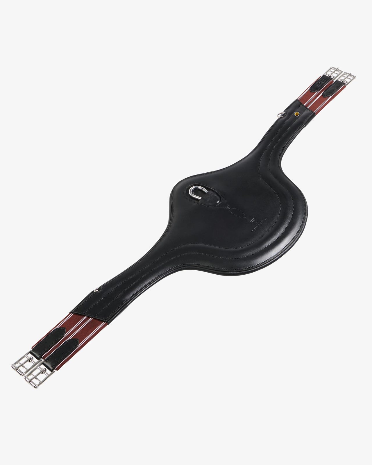 Jumping girth in leather with protectors