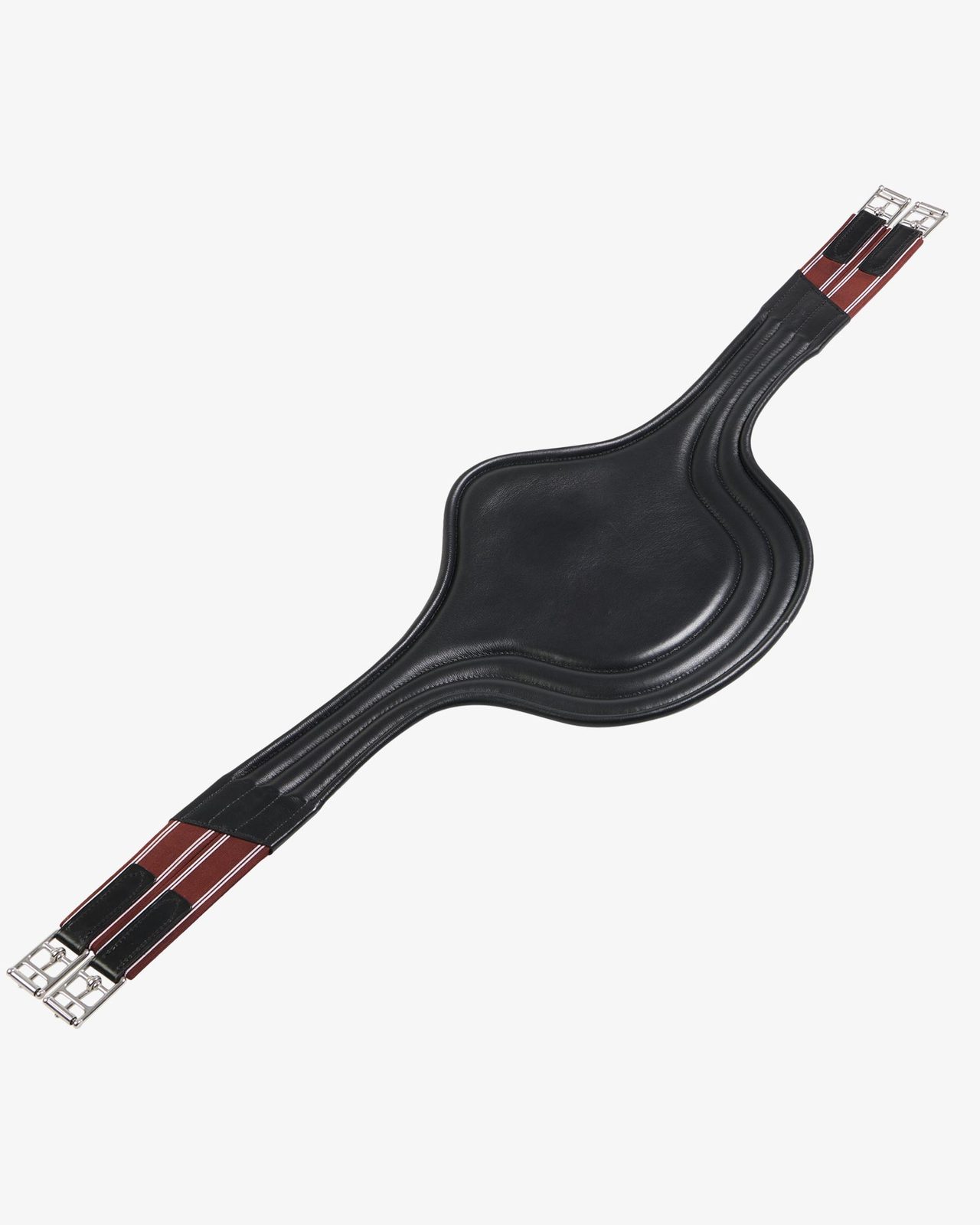 Jumping girth in leather with protectors