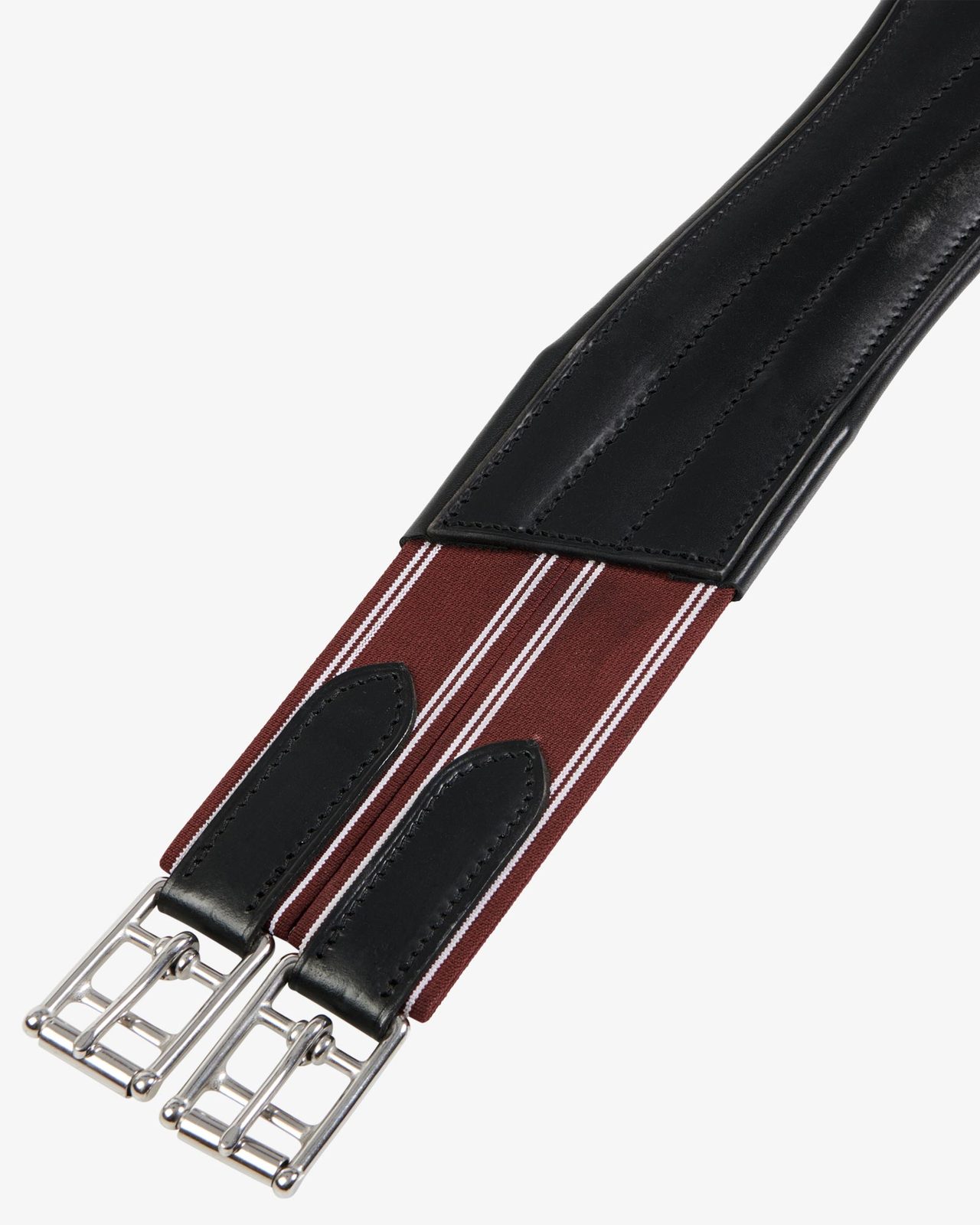 Jumping girth in leather with protectors