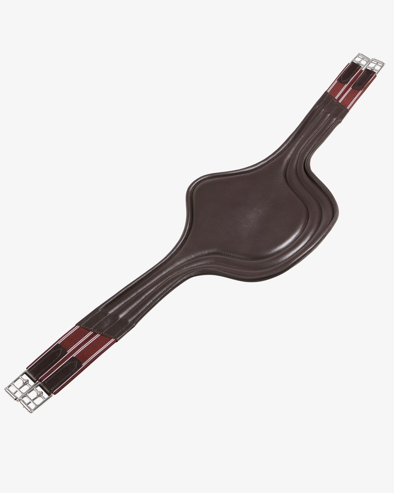 Jumping girth in leather with protectors