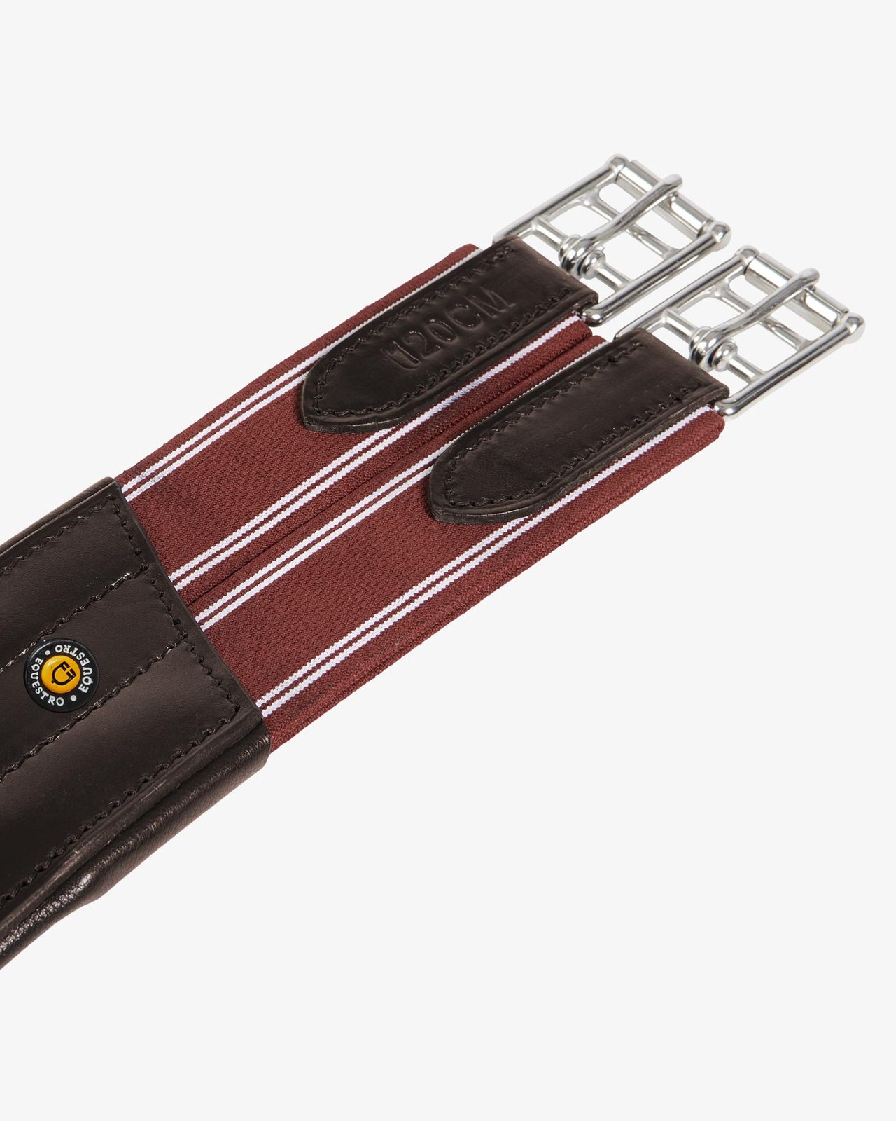 Jumping girth in leather with protectors
