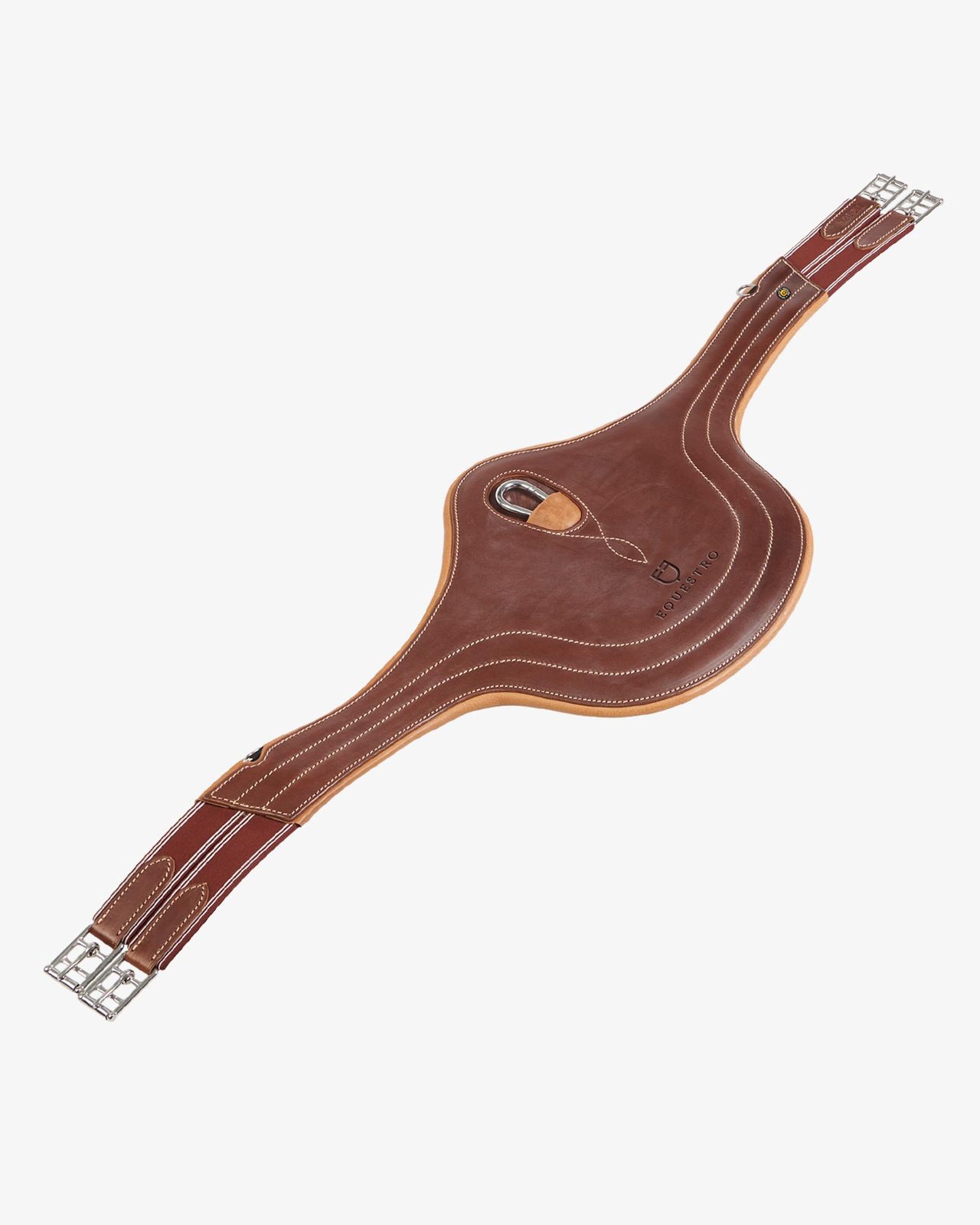 Jumping girth in leather with protectors