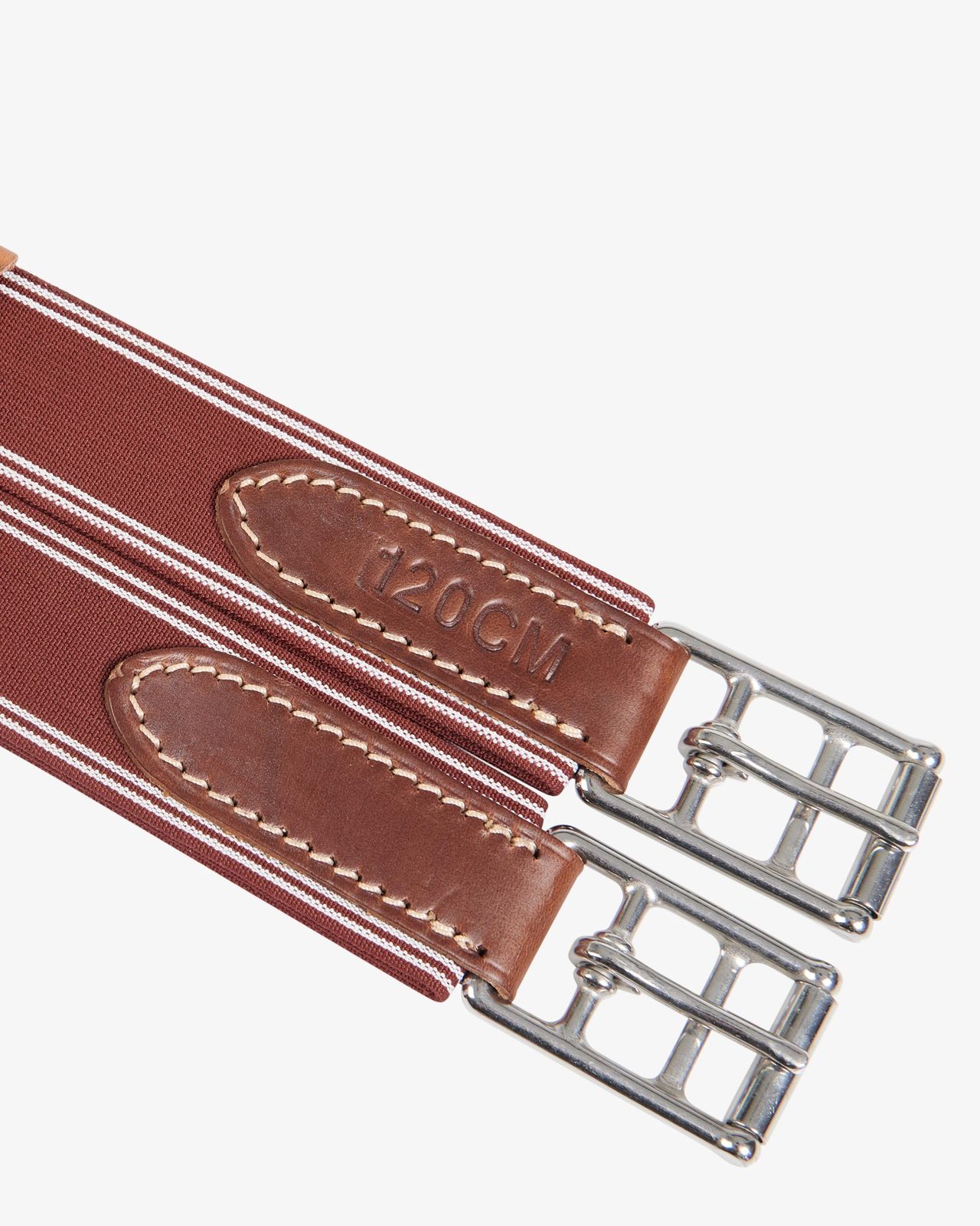 Jumping girth in leather with protectors