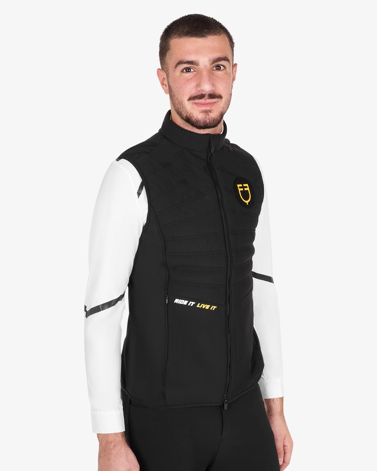 Men's slim fit sleeveless jacket in technical fabric