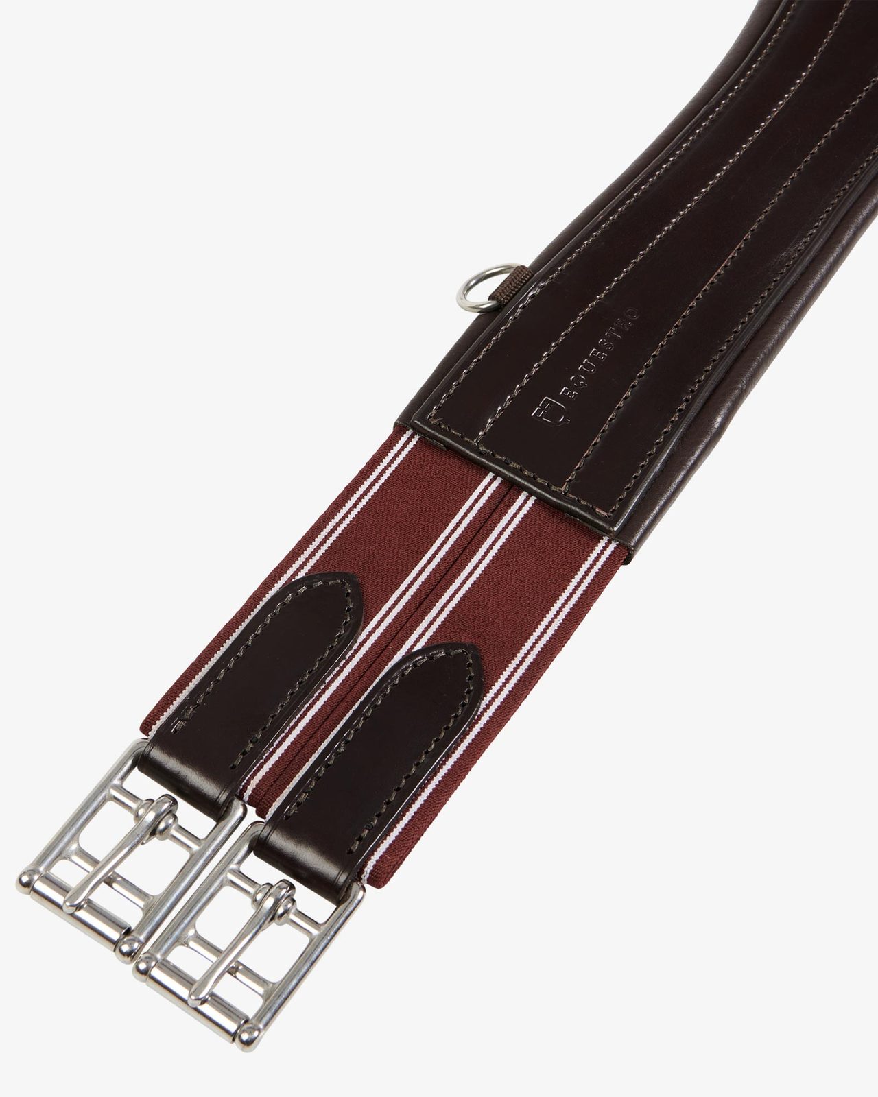 Leather jumping girth with elastic bands