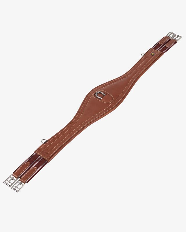 Leather jumping girth with elastic bands