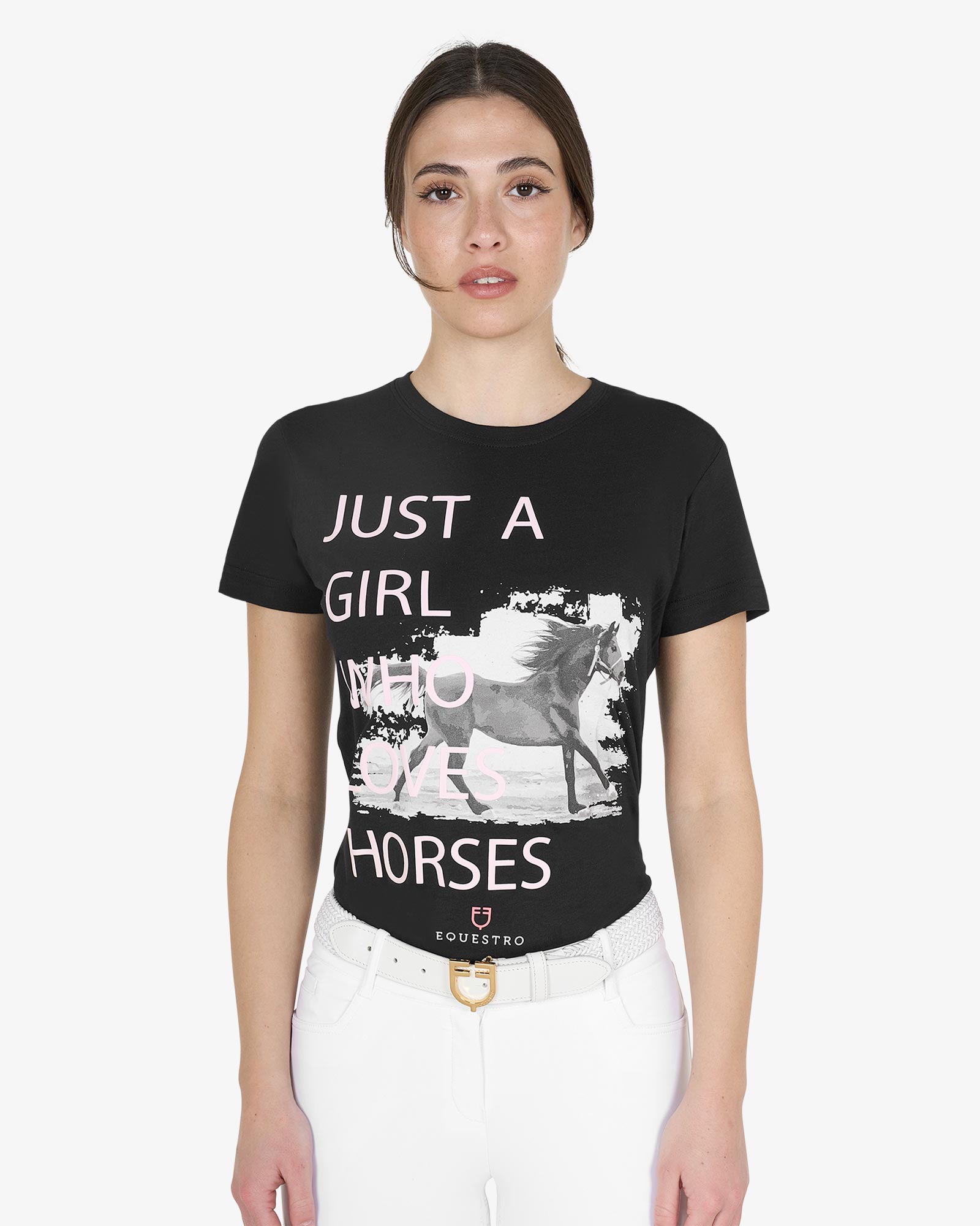 T-shirt da donna in cotone Horse Lover