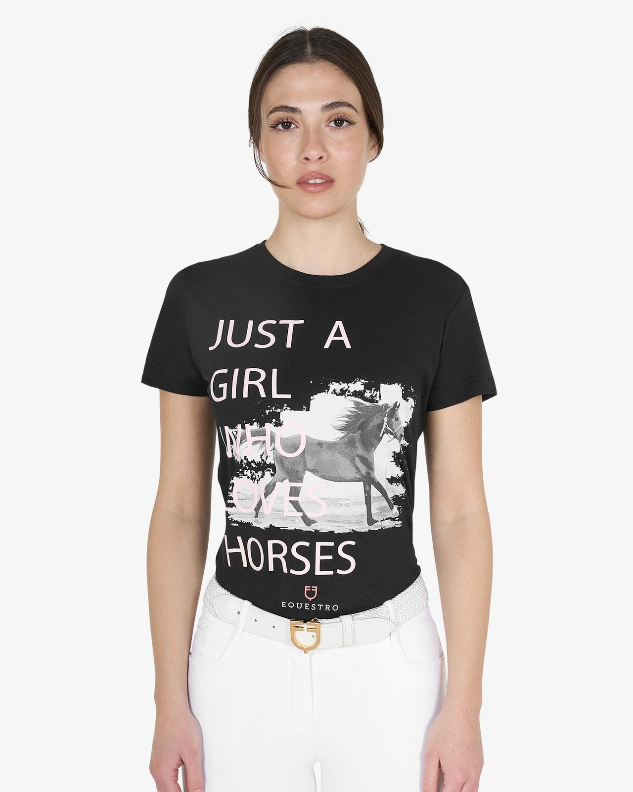 T-shirt da donna in cotone Horse Lover